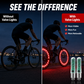 🚲 Bevegelsesaktiverte ventillys – dobbeltsidige LED, 15 dynamiske mønstre. Vanntett og slitesterk – gir synlighet og stil på nattturer! 🌟💡