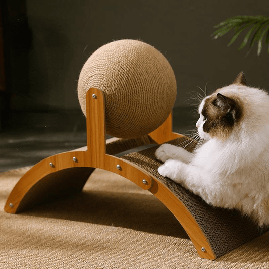 🐱 50 % RABATT! 🧶 Naturlig sisal-kloeskrape i ballform – med kabel, roterende og dobbeltsidig – beskytter møblene dine og underholder katten din 🌿