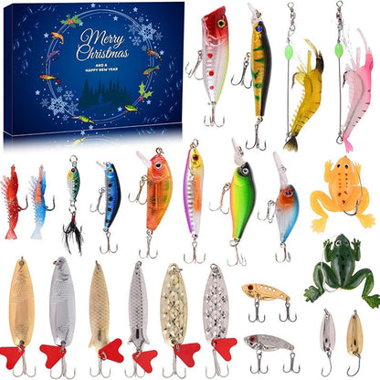 Christmas-fiskeagn adventskalender – blindboks-sett med minnow-popper-sker
