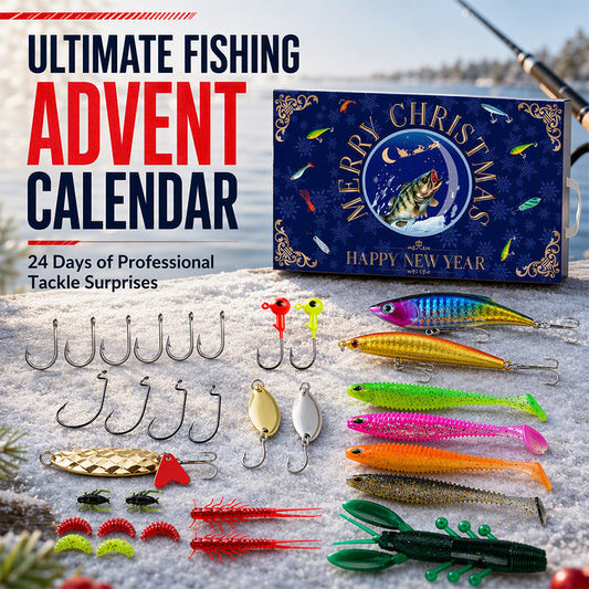 Christmas-fiskeagn adventskalender – blindboks-sett med minnow-popper-sker
