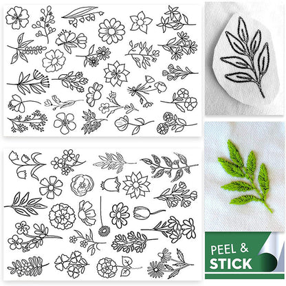 🎃Halloween Deal 50% OFF!🎨Water-Soluble Stick & Stitch Embroidery Patterns – Peel, Stitch & Rinse