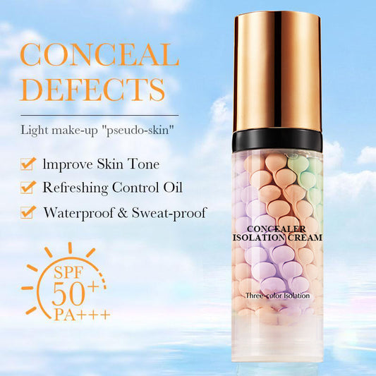 3-farget Delicate Hydration Brighten Skin Tone Waterproof Concealer Isolation Cream