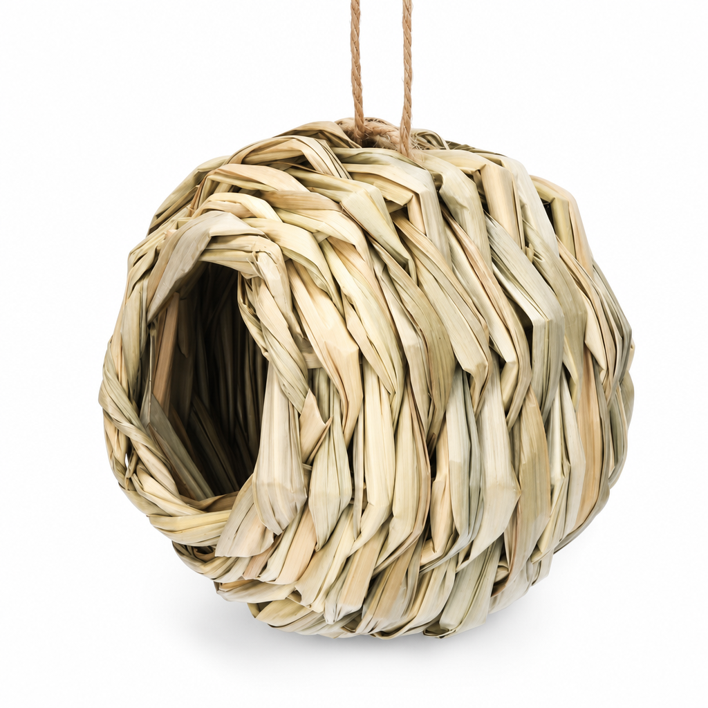 Handwoven Straw Bird Shelter – product image