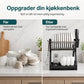 🍽️💧50% RABATT NÅ! Tørkestativ for oppvask i flerlagsstål – 2-lags vertikal oppvasklagring med dryppbrett og bestikkholder, verktøysfri montering for kjøkkenbenken