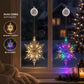 🎄❄️ Gjør-det-selv-julesnøfnugg med sugekopper og LED-lys ✨ | Batteridrevet, varmt lys i flere farger, vinduslys med sugekopper, julepynt til hjemmet og festen
