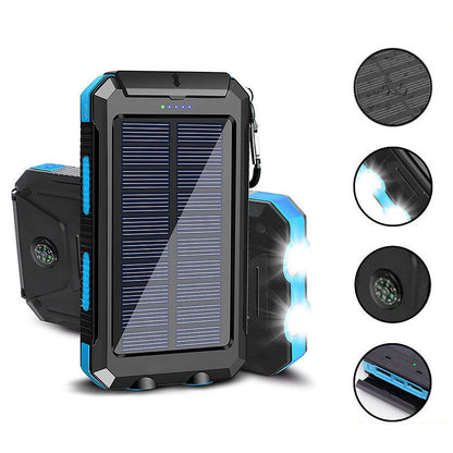 Solcelle-powerbank med LED-lommelykt