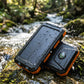 Solcelle-powerbank med LED-lommelykt