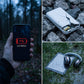 Solcelle-powerbank med LED-lommelykt