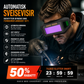 Panoramiske sveisebriller med automatisk mørkningsbeskyttelse og beskyttelse mot intenst lys